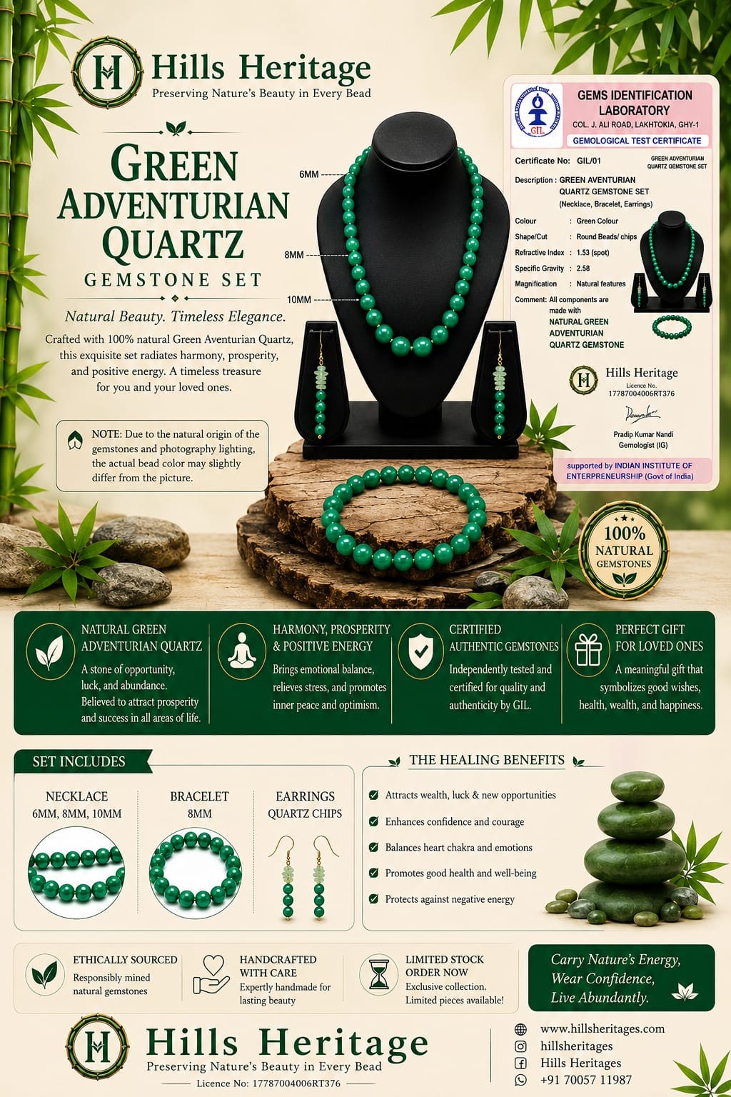 GREEN ADVENTURIAN QUARTZ QUARTZ GEMSTONE SET